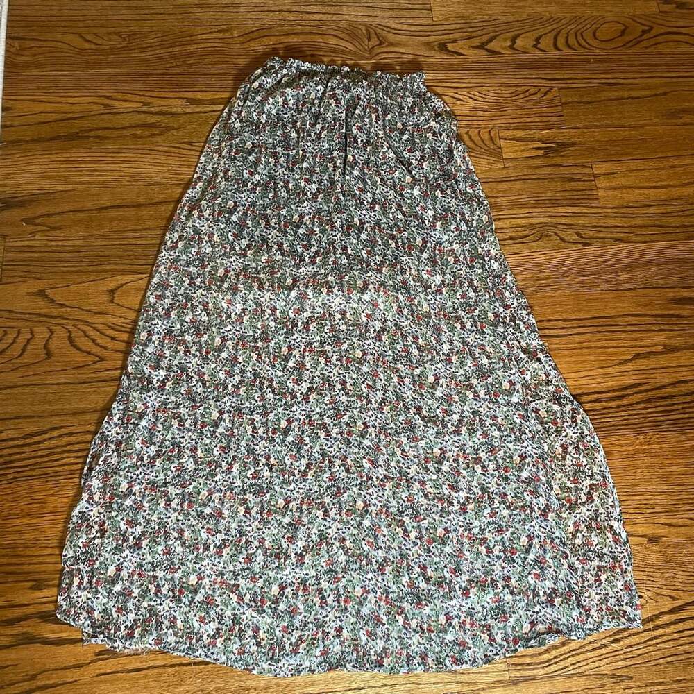 MNG Basics Floral Maxi Skirt Size M Green Red White